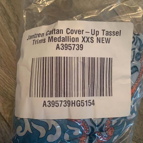 NWT JANTZEN CAFTAN COVER-UP TASSEL TRIM MEDALLION XXS - Picture 8 of 9